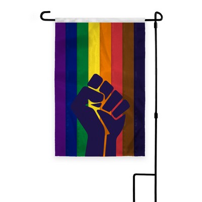 12" x18" 1ply Nylon POC with fist flag Pride Deluxe Garden