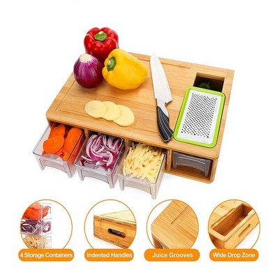 Bamboo Cutting Board with Containers