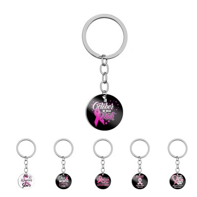 Breast Cancer Awareness Round Keychain