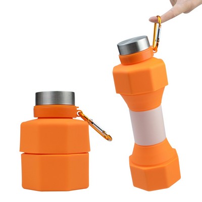 Barbell Design Silicone Collapsible Water Bottle