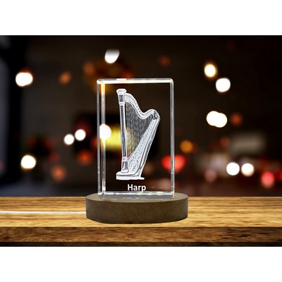 Harp 3D Engraved Crystal 3D Engraved Crystal Keepsake/Gift/Decor/Collectible/Souvenir