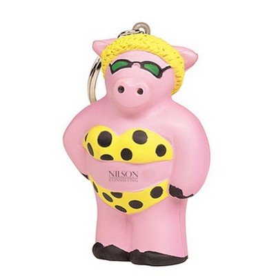 PU Cool Beach Pig Stress Ball with Keychain