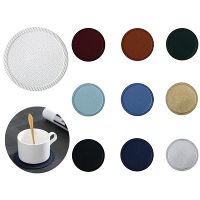 Round PU Leather Drink Coasters