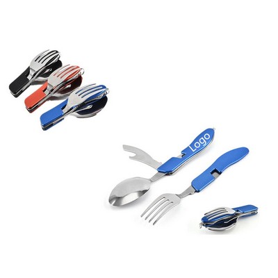 4-in-1 Stainless Steel Folding & Detachable Camping Cutlery Set