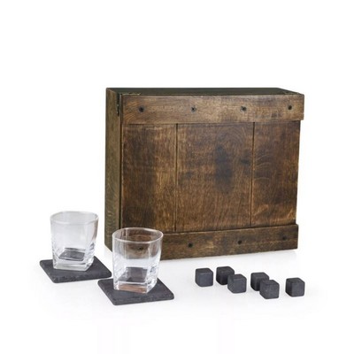 Picnic Time Whiskey Box Gift Set - (Oak Wood)