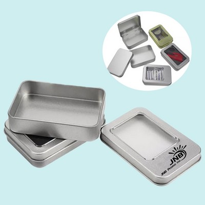 Portable Tin Box / Containers with Big Clear Window Lids