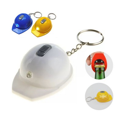 Simulation Helmet Beer Bottle Opener Key Chain With LED Light