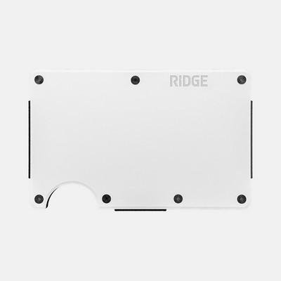 Ridge Aluminum Matte White Wallet w/Cash Strap