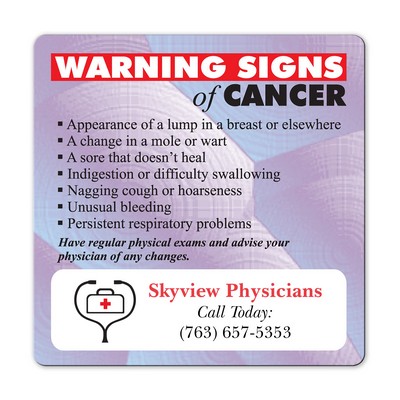 Health & Safety Laminated Warning Signs of Cancer Magnet