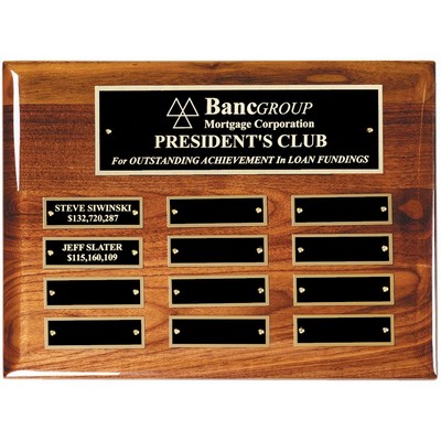 High Gloss Horizontal Walnut Perpetual Plaque / 12 Plate (9"x12")