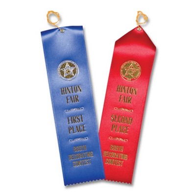 3"x12" Premium Grade Custom Award Ribbon W/Card