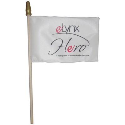 Custom Hand Held Flag w/3 Color Print (6" x 4")