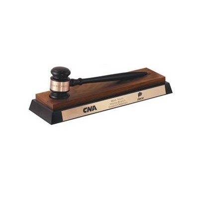 BGSMM -Ebony 10 1/2" Gavel W/ Ebony/American Walnut Desk Stand