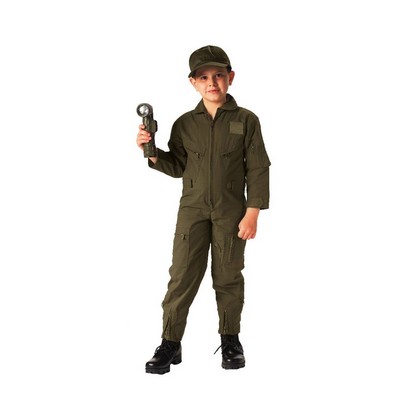 Kids' Olive Drab Long Sleeve Flightsuit (XS to XL)