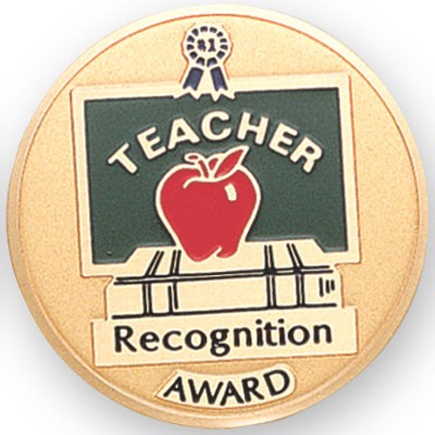 2" Teacher Recognition Award Etched Enameled Medallion Insert Disc