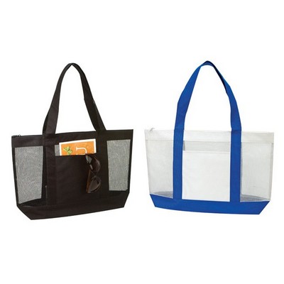 Deluxe Mesh Tote Bag - Close out 1600 royal-white left