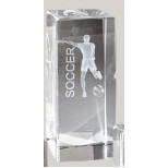 Male Soccer Stock Sports Crystal Award (4.5" x 2")