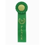 5th Place Green Rosette Ribbon w/2" Space for Mylar Insert