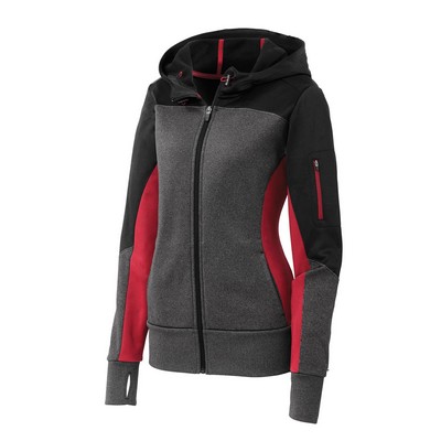 Sport-Tek® Ladies' Tech Fleece Colorblock Full-Zip Hooded Jacket