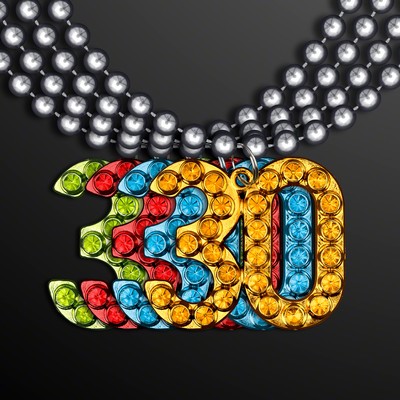 "30" Charm on Beads, Birthday Party Favors (NON-Light Up)