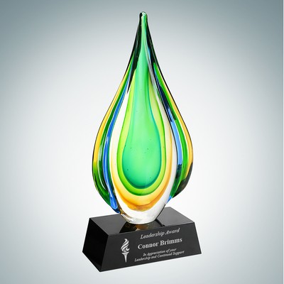 Art Glass Rainforest Award w/Black Base