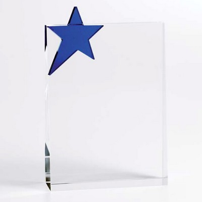 Blue Star optical crystal award/trophy. 6-3/4"H x 4-1/2"W x 1-5/16"D