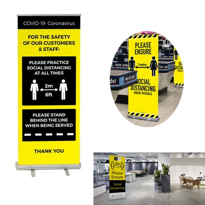 COVID-19 Coronavirus Floor Standing Banner Keep Social Distance Sign