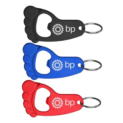 Foot Shaped Aluminum Bottle Opener w/Key Ring