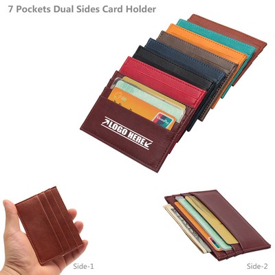 2 Sides Business PU Leather Card Holder With Wallet