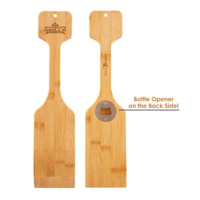 Bamboo BBQ Grill Scraper with Bottle Opener