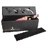 Black/Silver Leatherette Single Wine Box w/Tools