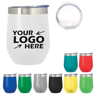 12 Oz. Stemless Wine Glasses with Lid