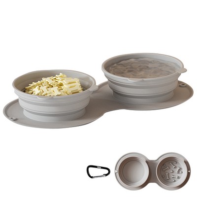 Foldable Stretchable Dual Pet Treat Bowl Food Tray