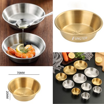 Gold Round 304 Stainless Steel Sauce Dishes Seasoning Dip Bowls Sauce Seasoning Plate 2.76"