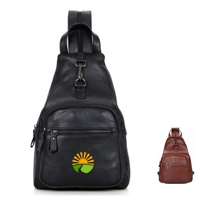 Leather Sling Crossbody Backpack