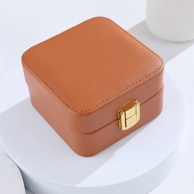 Square shape PU Jewelry Case with lock and mirror