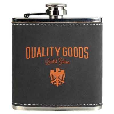 6 oz. Dark Gray/Orange Textured Stainless Steel Flask