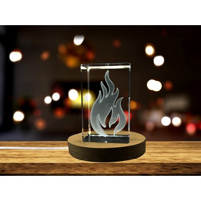 Fire Flame Art | 3d Engraved Crystal Keepsake | Gift/Decor| Collectible | Souvenir