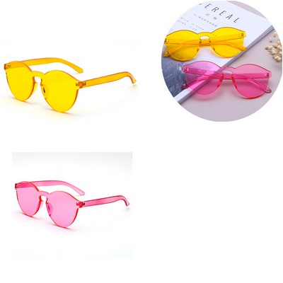 Colorful One Piece Transparent Round Super Retro Sunglasses