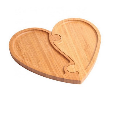 2 in 1 Bamboo Wooden Heart Divided Tray