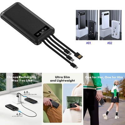 20000 mAh Portable Chargers with Built in Cables