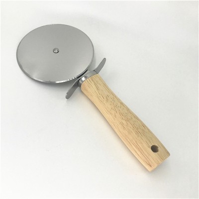 #10 Stainless Steel Pizza Cutter W/ Wood Handle