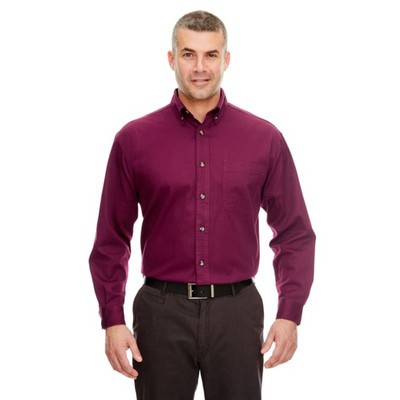 UltraClub Adult Cypress Long-Sleeve Twill With Pocket