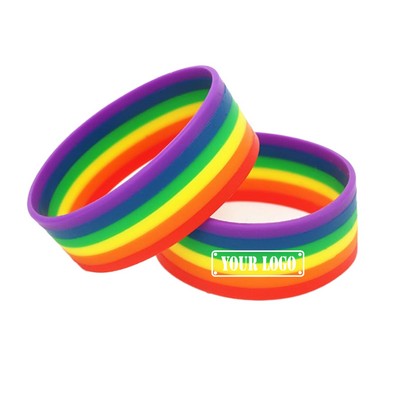 1" Wide Rainbow Silicone Bracelet