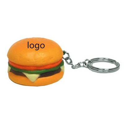 Hamburger Shaped Stress Reliever w/Keychain