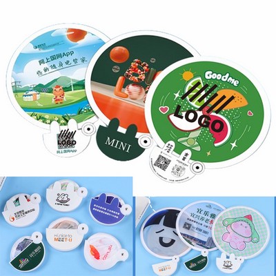 Summer Handheld Round Folding Fan With Handle