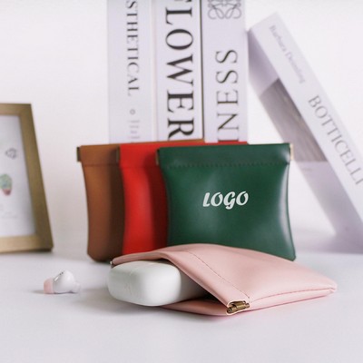 Leather Squeeze Coin Purse Pouch Change Holder