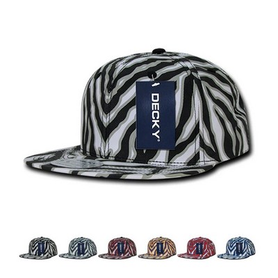 Decky Zebra/Tiger Snapback Hat w/Flat Bill