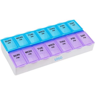 7-Day Weekly Pill Case, Medicine Planner, Vitamin Organizer, 2 Times a Day AM/PM,X-Large