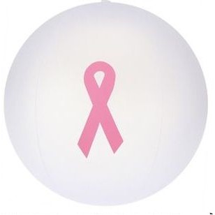 16" Inflatable Opaque Beach Ball W/ Pink Ribbon Imprint©